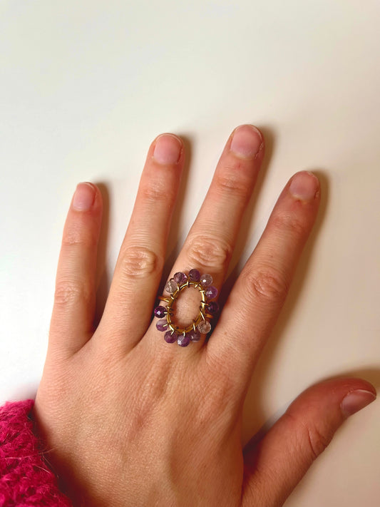 Bague ovale lilas