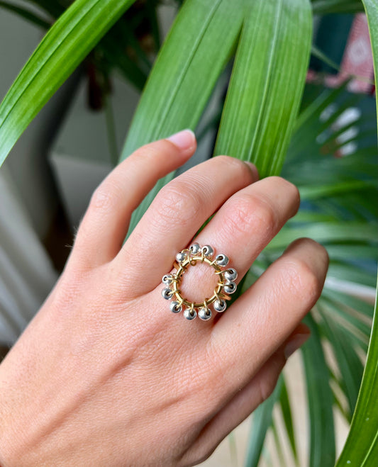 Bague ronde silver&gold