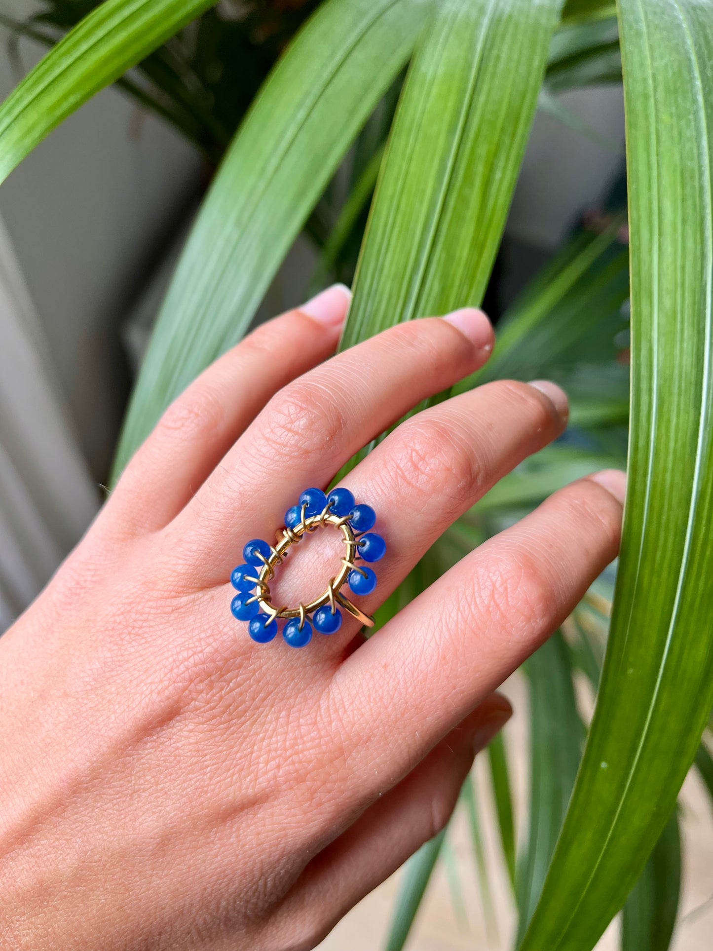 Bague ovale bleue
