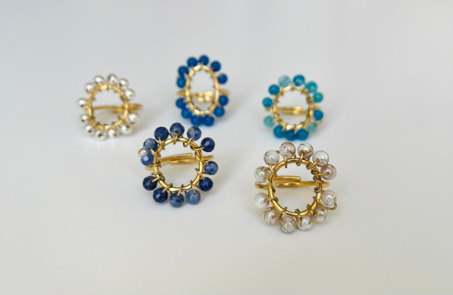 Bague ronde bleue marine
