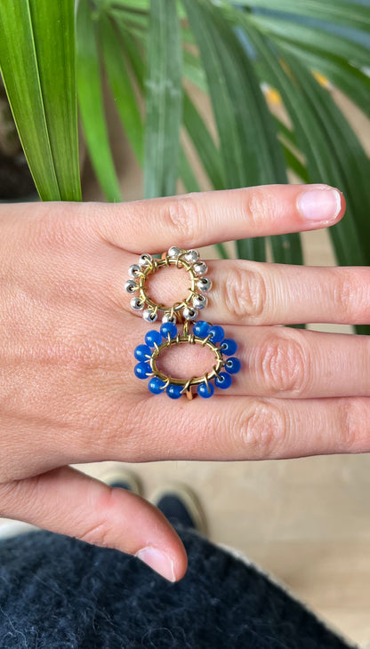 Bague ovale bleue