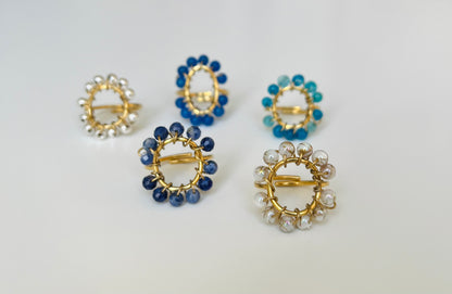 Bague ovale bleue