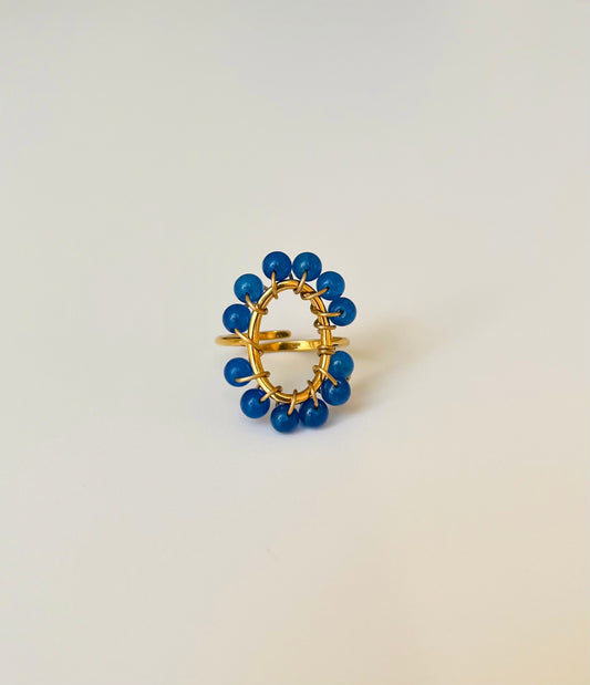 Bague ovale bleue