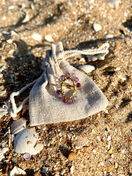 Bague ovale lilas