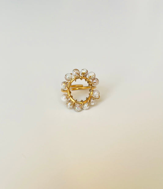 Bague ronde perles nacrées