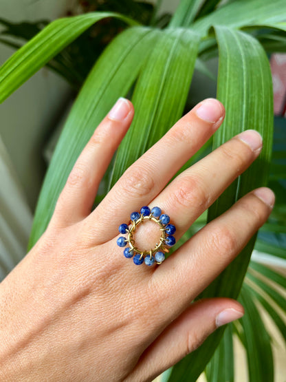 Bague ronde bleue marine