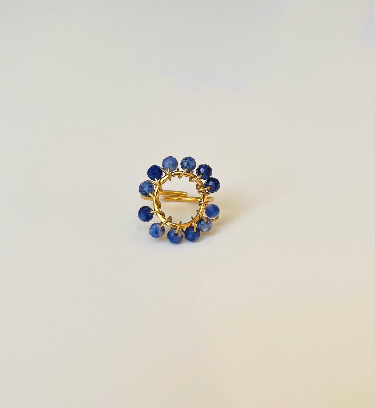Bague ronde bleue marine