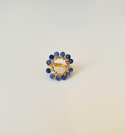 Bague ronde bleue marine