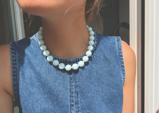 Collier bleu vert pastel